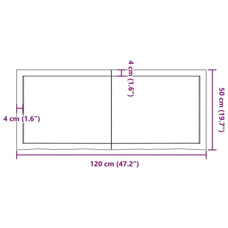 vidaXL Table Top Dark Brown 120x50x4 cm Treated Solid Wood Oak