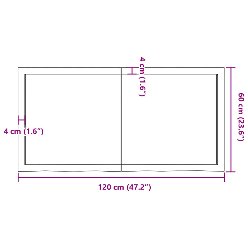 vidaXL Table Top Dark Brown 120x60x4 cm Treated Solid Wood Oak