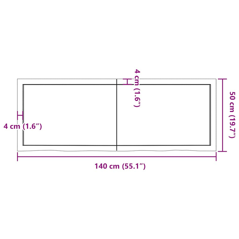vidaXL Table Top Dark Brown 140x50x4 cm Treated Solid Wood Oak