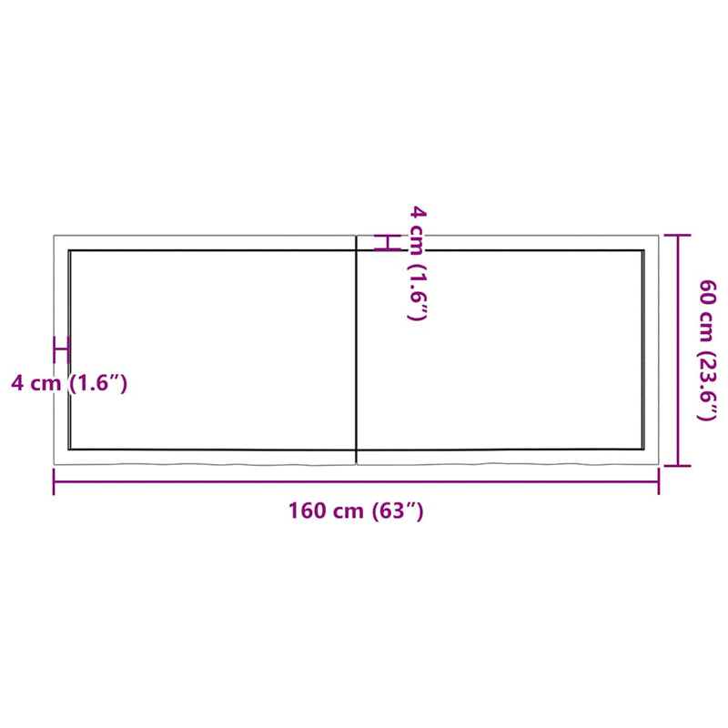 vidaXL Table Top Dark Brown 160x60x4 cm Treated Solid Wood Oak