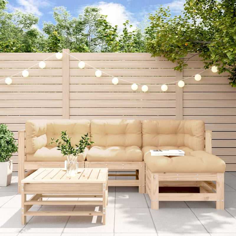 vidaXL 5 Piece Garden Lounge Set with Cushions Solid Wood