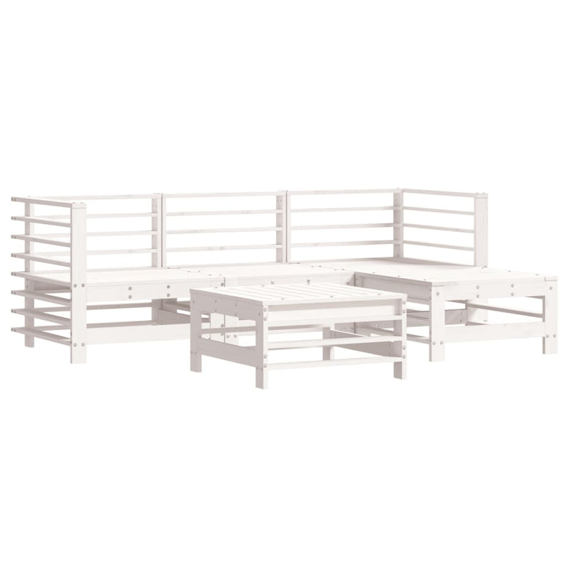 vidaXL 5 Piece Garden Lounge Set with Cushions White Solid Wood