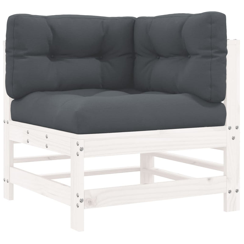 vidaXL 5 Piece Garden Lounge Set with Cushions White Solid Wood
