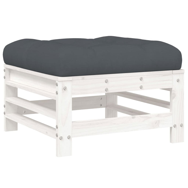 vidaXL 5 Piece Garden Lounge Set with Cushions White Solid Wood