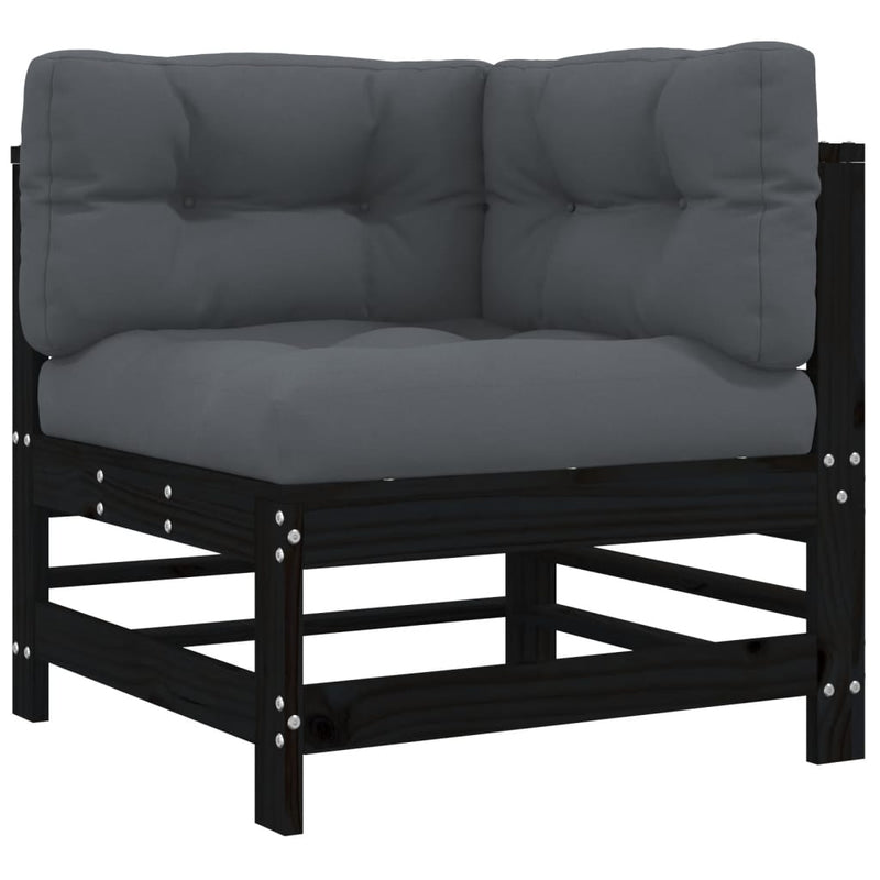 vidaXL 5 Piece Garden Lounge Set with Cushions Black Solid Wood