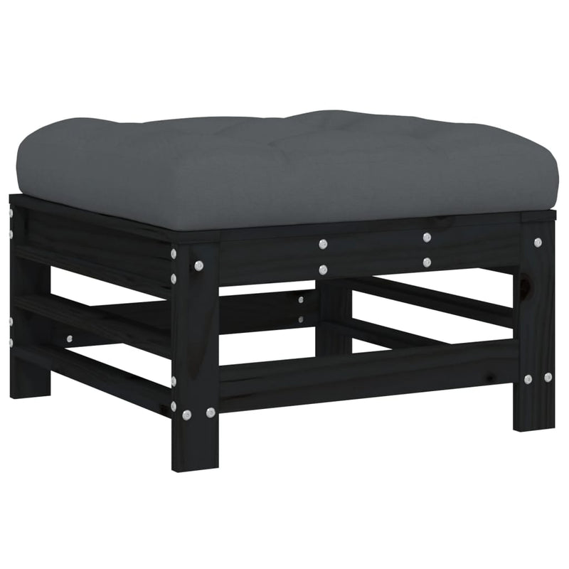 vidaXL 5 Piece Garden Lounge Set with Cushions Black Solid Wood