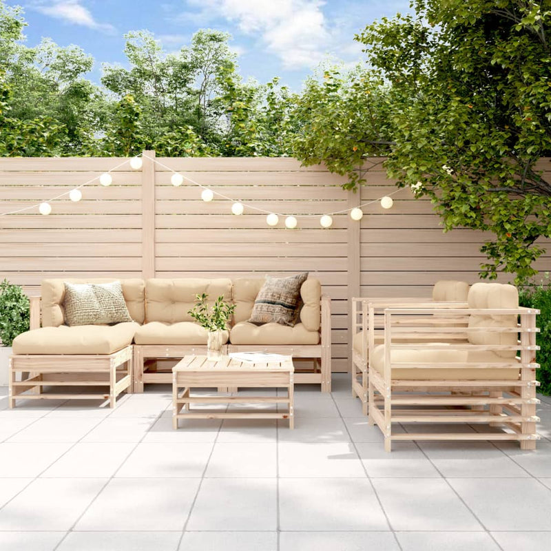 vidaXL 7 Piece Garden Lounge Set with Cushions Solid Wood