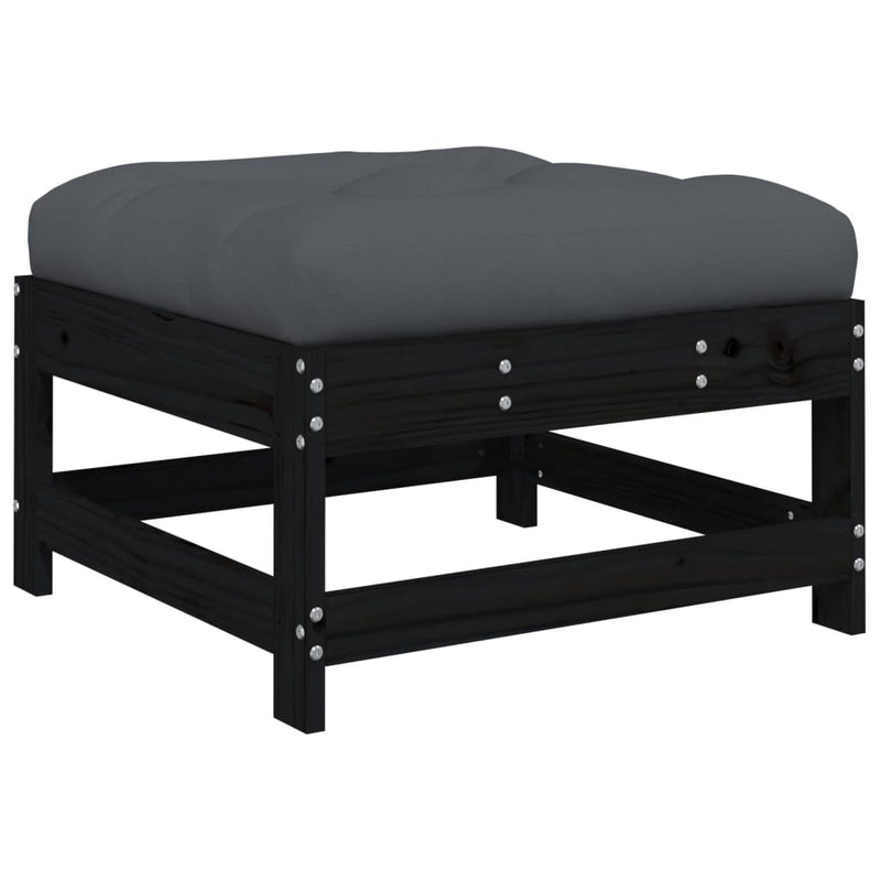 vidaXL 7 Piece Garden Lounge Set with Cushions Black Solid Wood