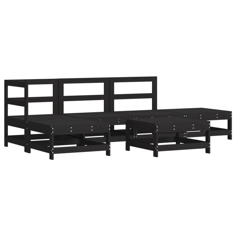 vidaXL 6 Piece Garden Lounge Set with Cushions Black Solid Wood