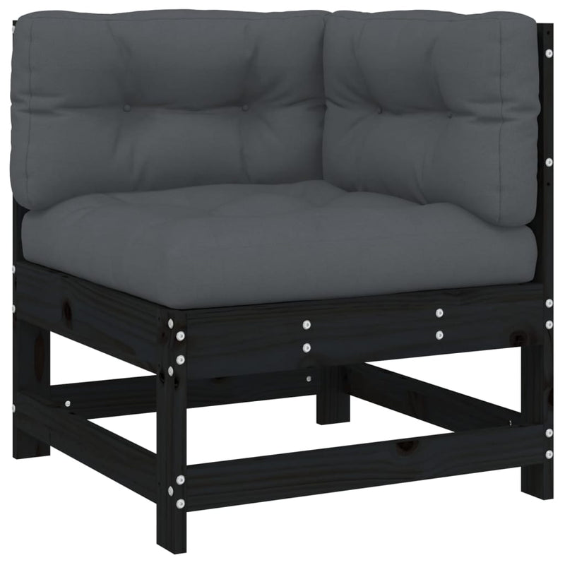 vidaXL 6 Piece Garden Lounge Set with Cushions Black Solid Wood