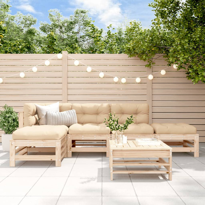 vidaXL 6 Piece Garden Lounge Set with Cushions Solid Wood