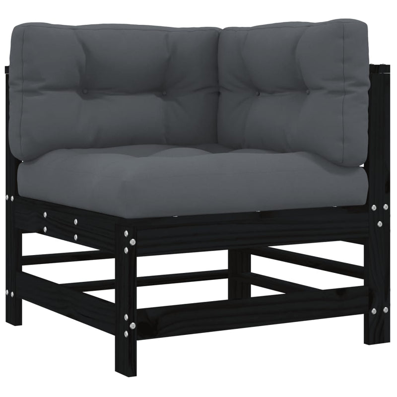 vidaXL 6 Piece Garden Lounge Set with Cushions Black Solid Wood