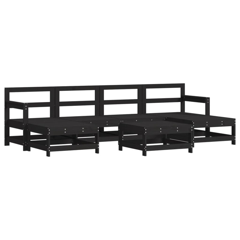 vidaXL 7 Piece Garden Lounge Set with Cushions Black Solid Wood