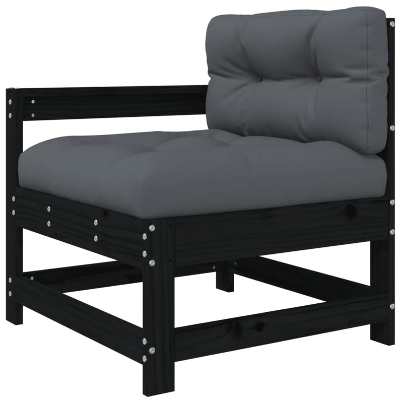 vidaXL 7 Piece Garden Lounge Set with Cushions Black Solid Wood