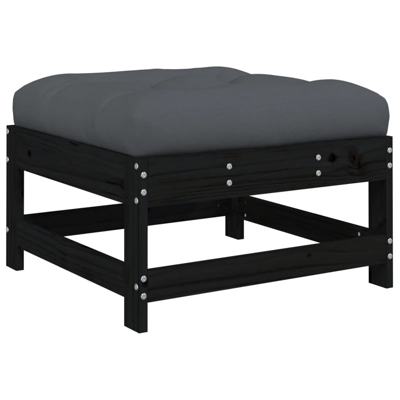vidaXL 7 Piece Garden Lounge Set with Cushions Black Solid Wood