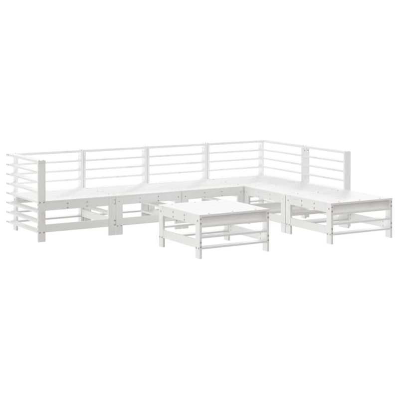 vidaXL 7 Piece Garden Lounge Set with Cushions White Solid Wood