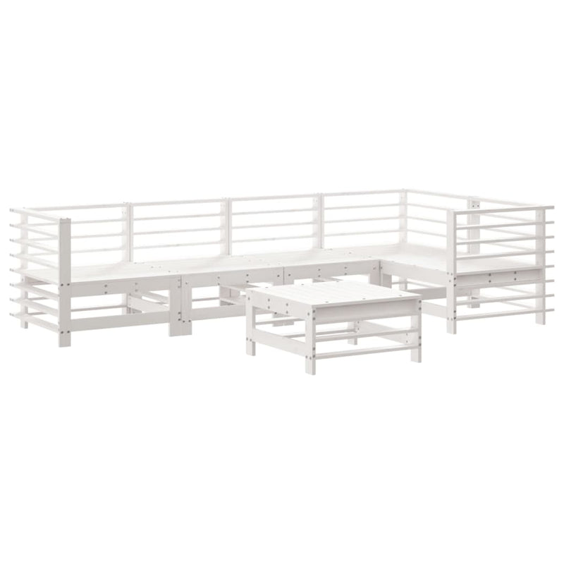 vidaXL 6 Piece Garden Lounge Set with Cushions White Solid Wood