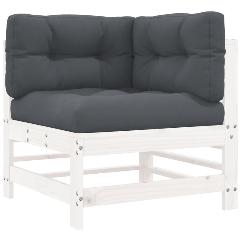 vidaXL 6 Piece Garden Lounge Set with Cushions White Solid Wood