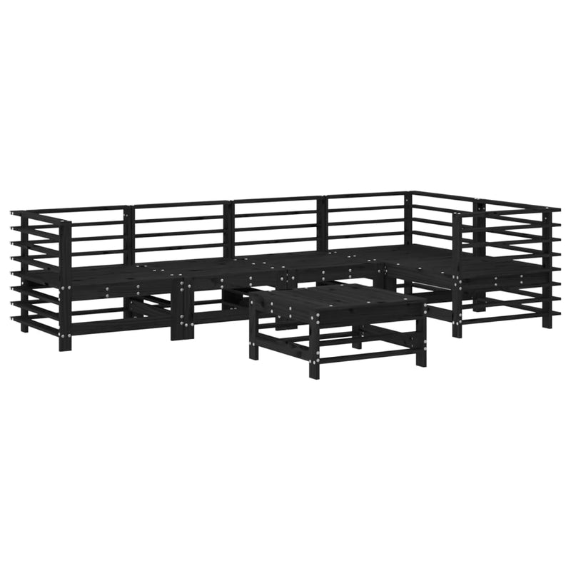 vidaXL 6 Piece Garden Lounge Set with Cushions Black Solid Wood