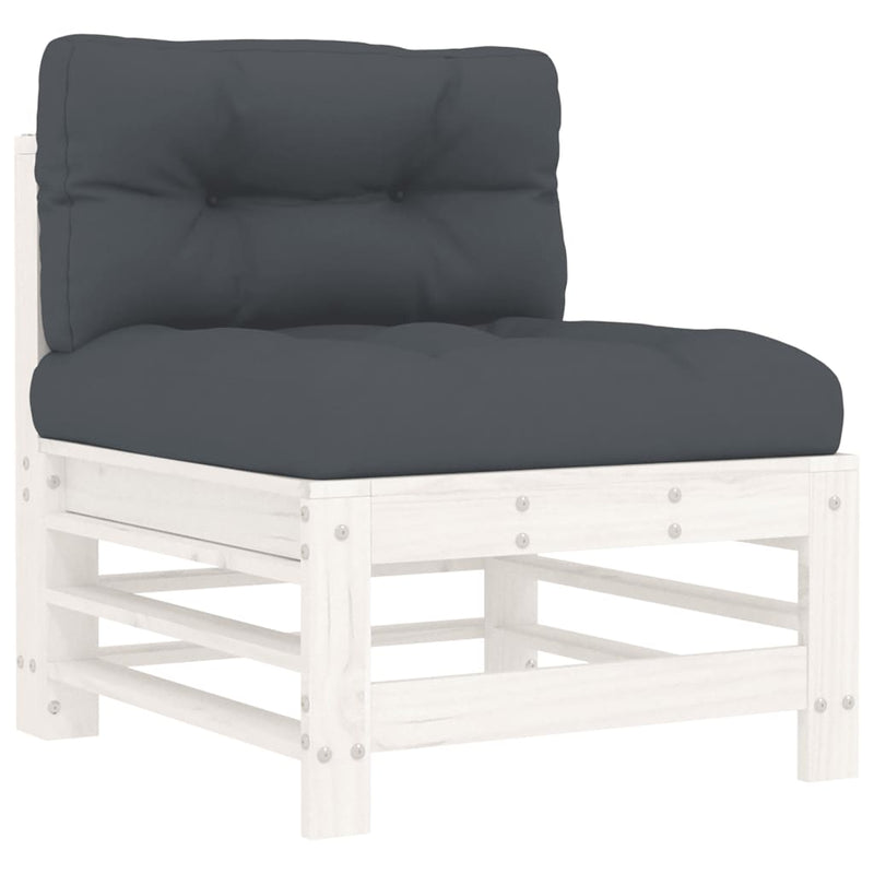 vidaXL 3 Piece Garden Lounge Set with Cushions White Solid Wood