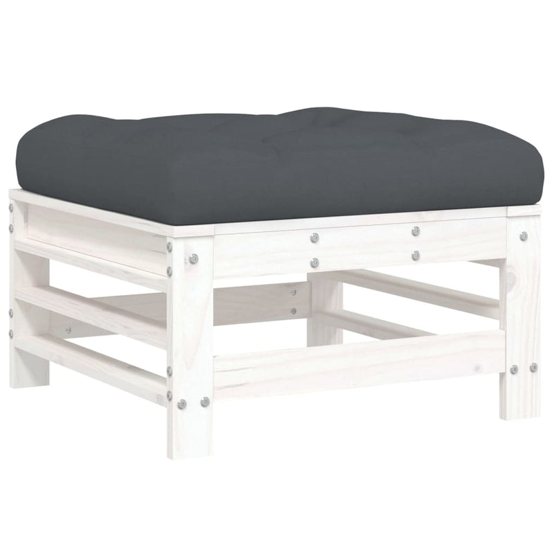 vidaXL 3 Piece Garden Lounge Set with Cushions White Solid Wood