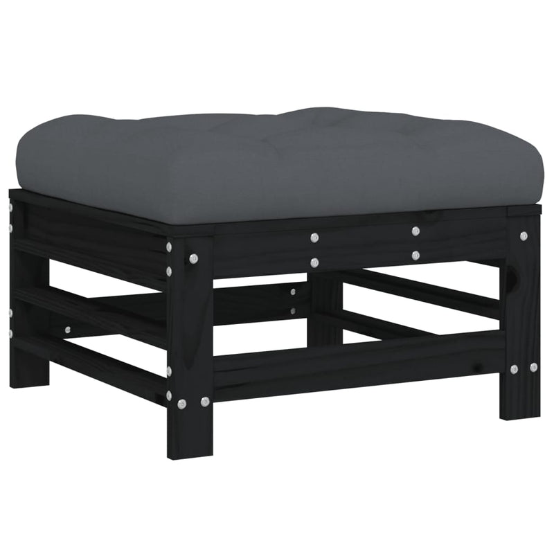 vidaXL 3 Piece Garden Lounge Set with Cushions Black Solid Wood