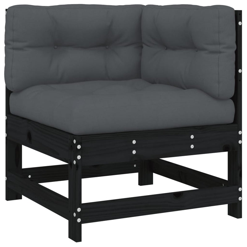 vidaXL 5 Piece Garden Lounge Set with Cushions Black Solid Wood
