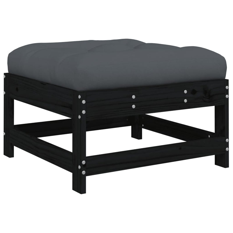 vidaXL 5 Piece Garden Lounge Set with Cushions Black Solid Wood