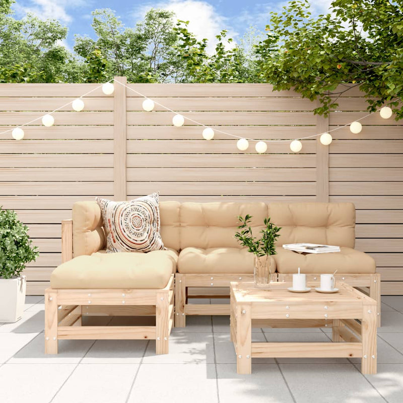 vidaXL 5 Piece Garden Lounge Set with Cushions Solid Wood