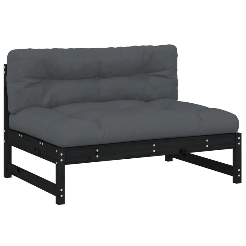 vidaXL 2 Piece Garden Lounge Set with Cushions Black Solid Wood