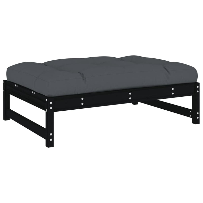 vidaXL 2 Piece Garden Lounge Set with Cushions Black Solid Wood