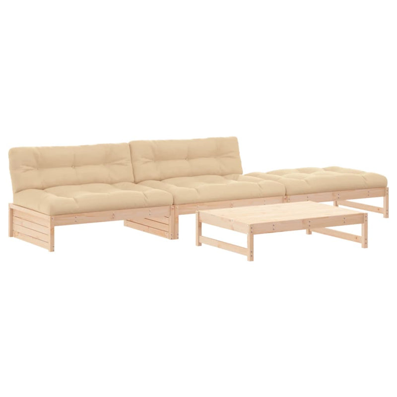 vidaXL 4 Piece Garden Lounge Set with Cushions Solid Wood