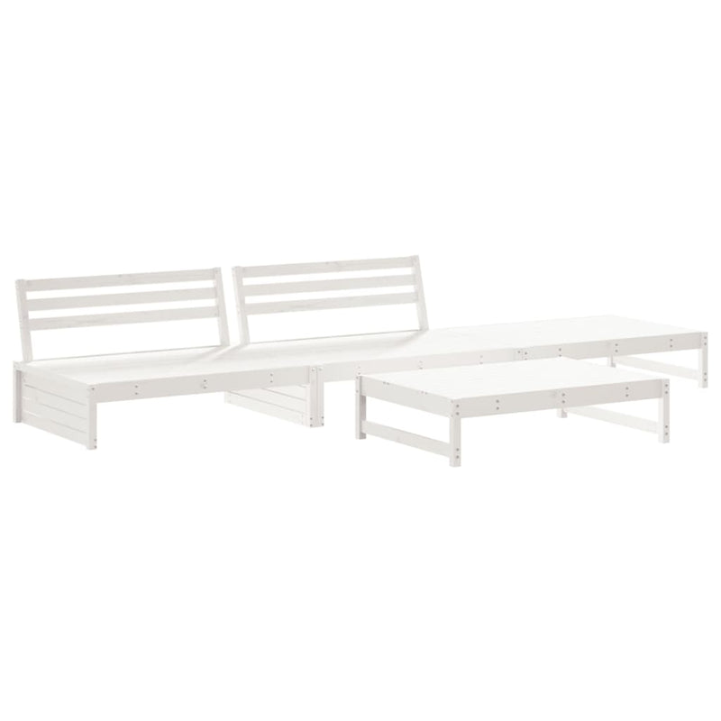 vidaXL 4 Piece Garden Lounge Set with Cushions White Solid Wood