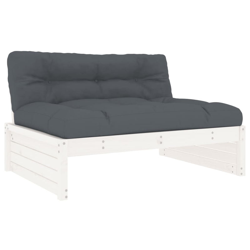 vidaXL 4 Piece Garden Lounge Set with Cushions White Solid Wood