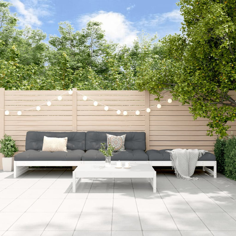 vidaXL 4 Piece Garden Lounge Set with Cushions White Solid Wood