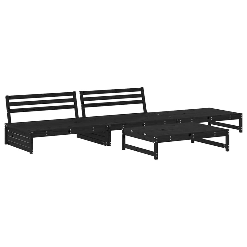 vidaXL 4 Piece Garden Lounge Set with Cushions Black Solid Wood