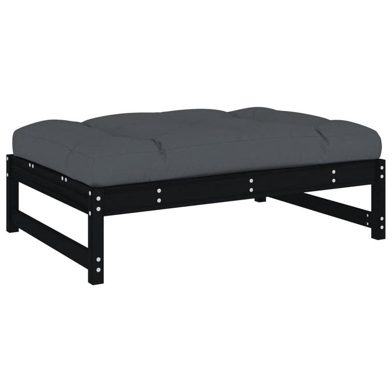 vidaXL 4 Piece Garden Lounge Set with Cushions Black Solid Wood
