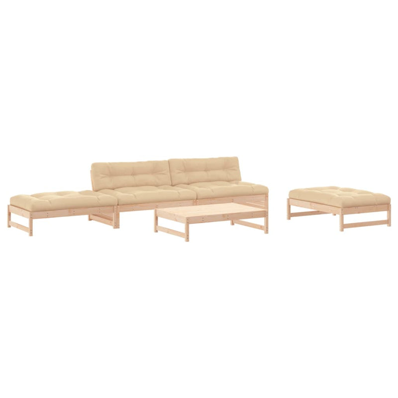 vidaXL 5 Piece Garden Lounge Set with Cushions Solid Wood