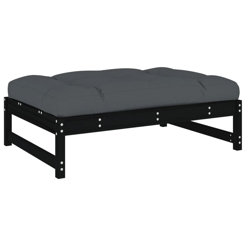 vidaXL 5 Piece Garden Lounge Set with Cushions Black Solid Wood