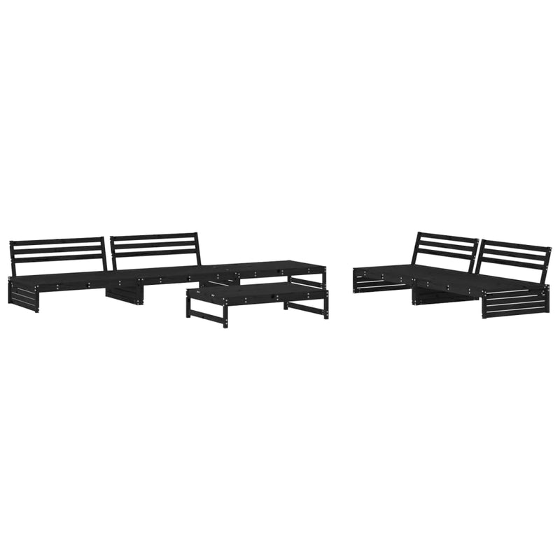 vidaXL 6 Piece Garden Lounge Set with Cushions Black Solid Wood
