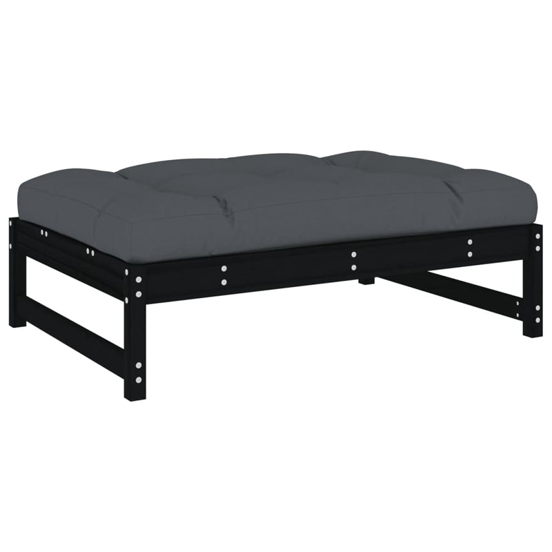 vidaXL 6 Piece Garden Lounge Set with Cushions Black Solid Wood