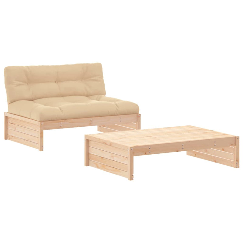 vidaXL 2 Piece Garden Lounge Set with Cushions Solid Wood