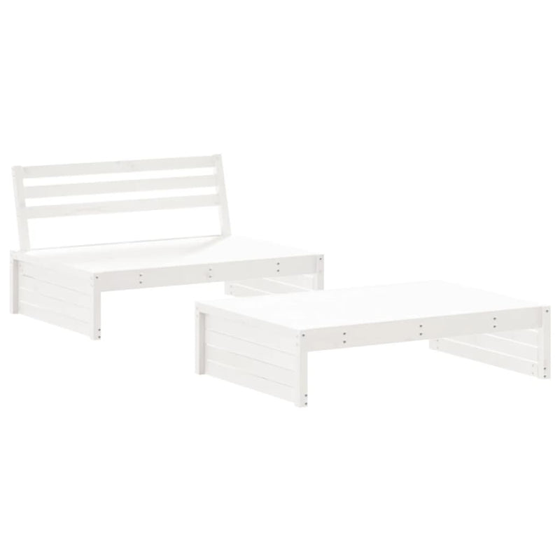 vidaXL 2 Piece Garden Lounge Set with Cushions White Solid Wood