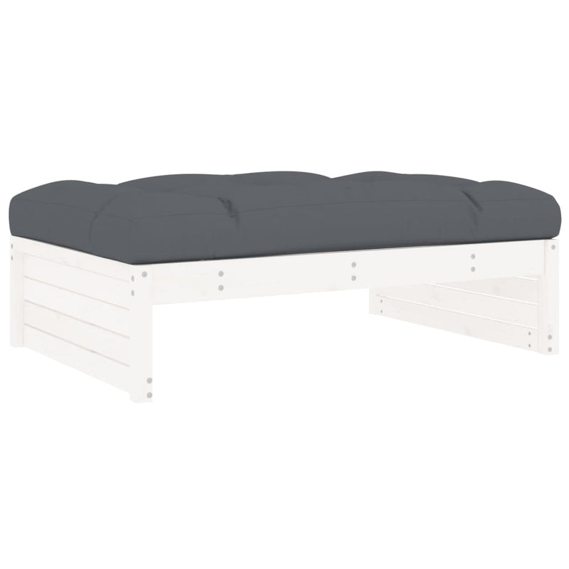 vidaXL 2 Piece Garden Lounge Set with Cushions White Solid Wood