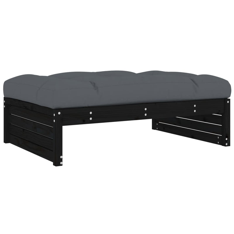 vidaXL 2 Piece Garden Lounge Set with Cushions Black Solid Wood
