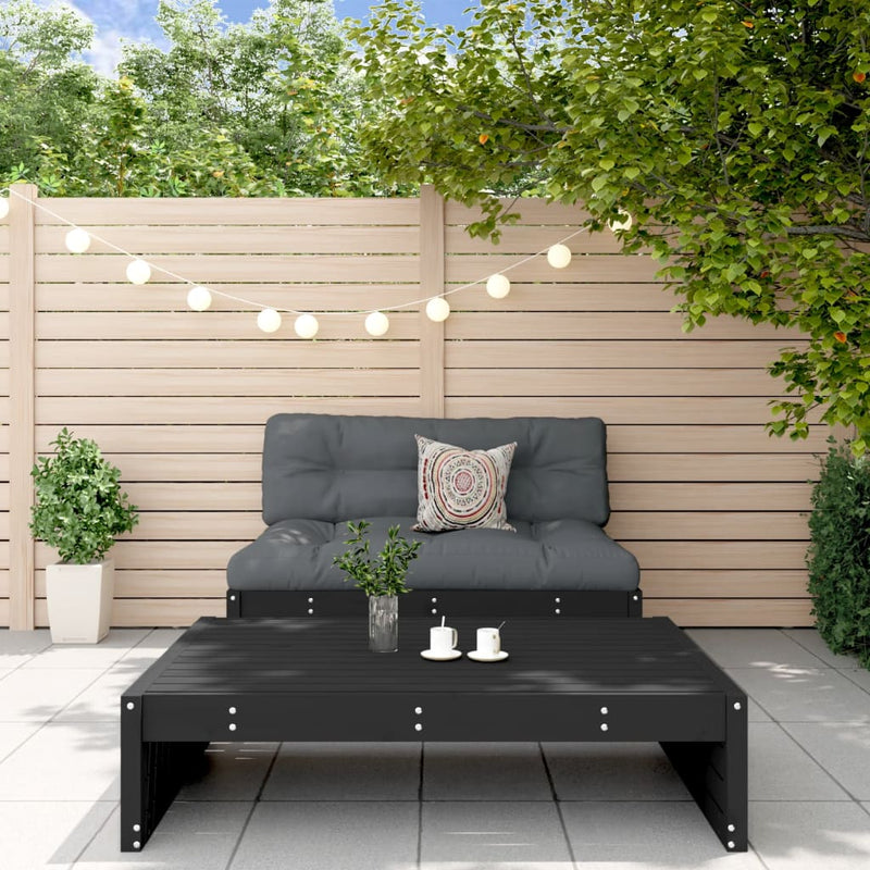 vidaXL 2 Piece Garden Lounge Set with Cushions Black Solid Wood