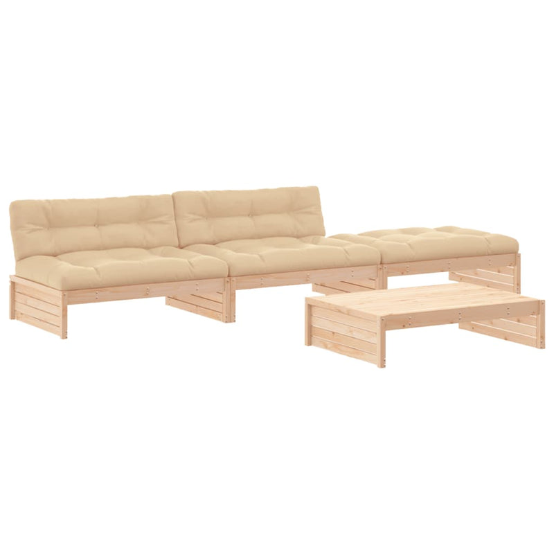 vidaXL 4 Piece Garden Lounge Set with Cushions Solid Wood