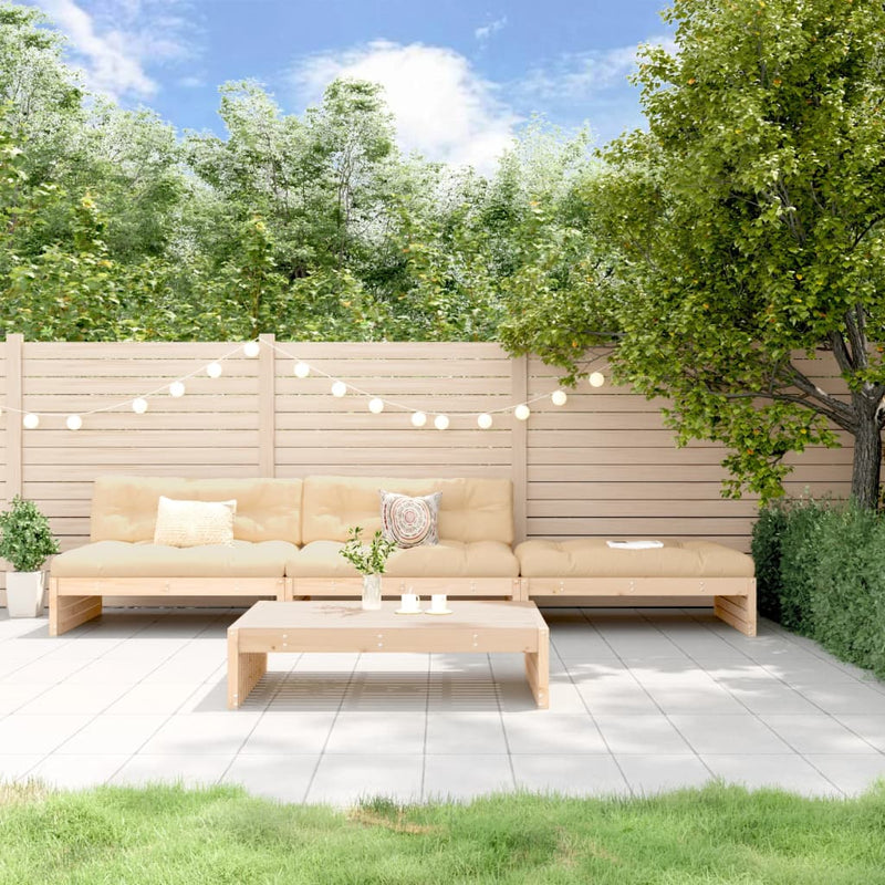 vidaXL 4 Piece Garden Lounge Set with Cushions Solid Wood
