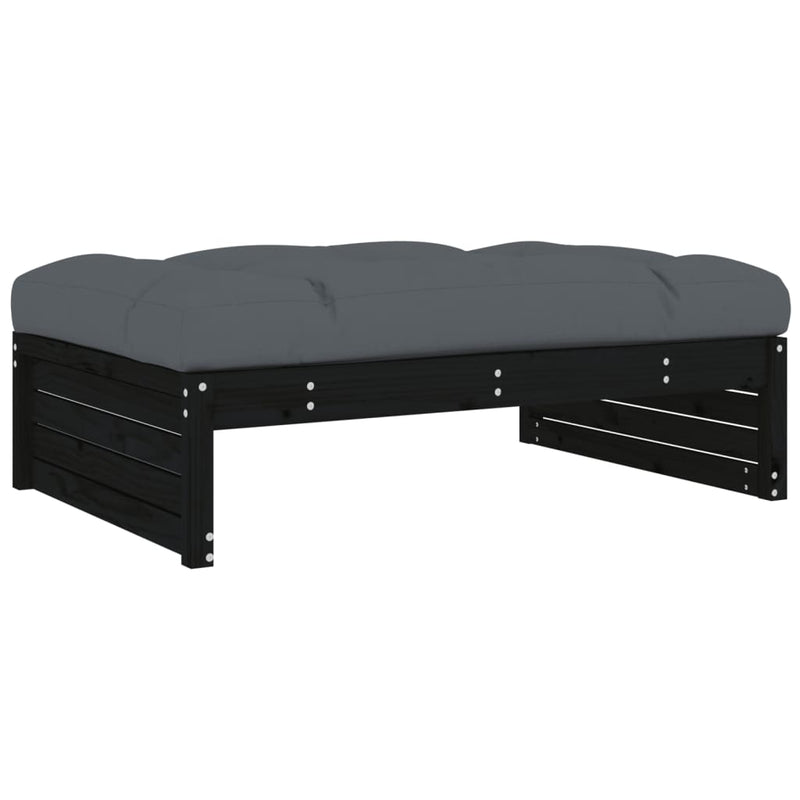 vidaXL 5 Piece Garden Lounge Set with Cushions Black Solid Wood