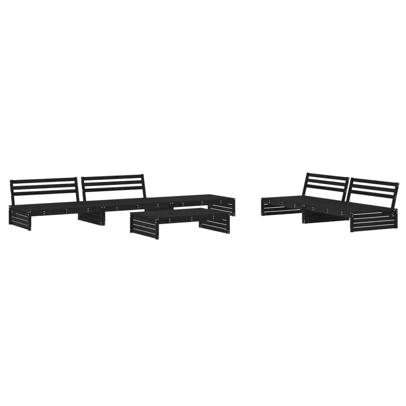 vidaXL 6 Piece Garden Lounge Set with Cushions Black Solid Wood